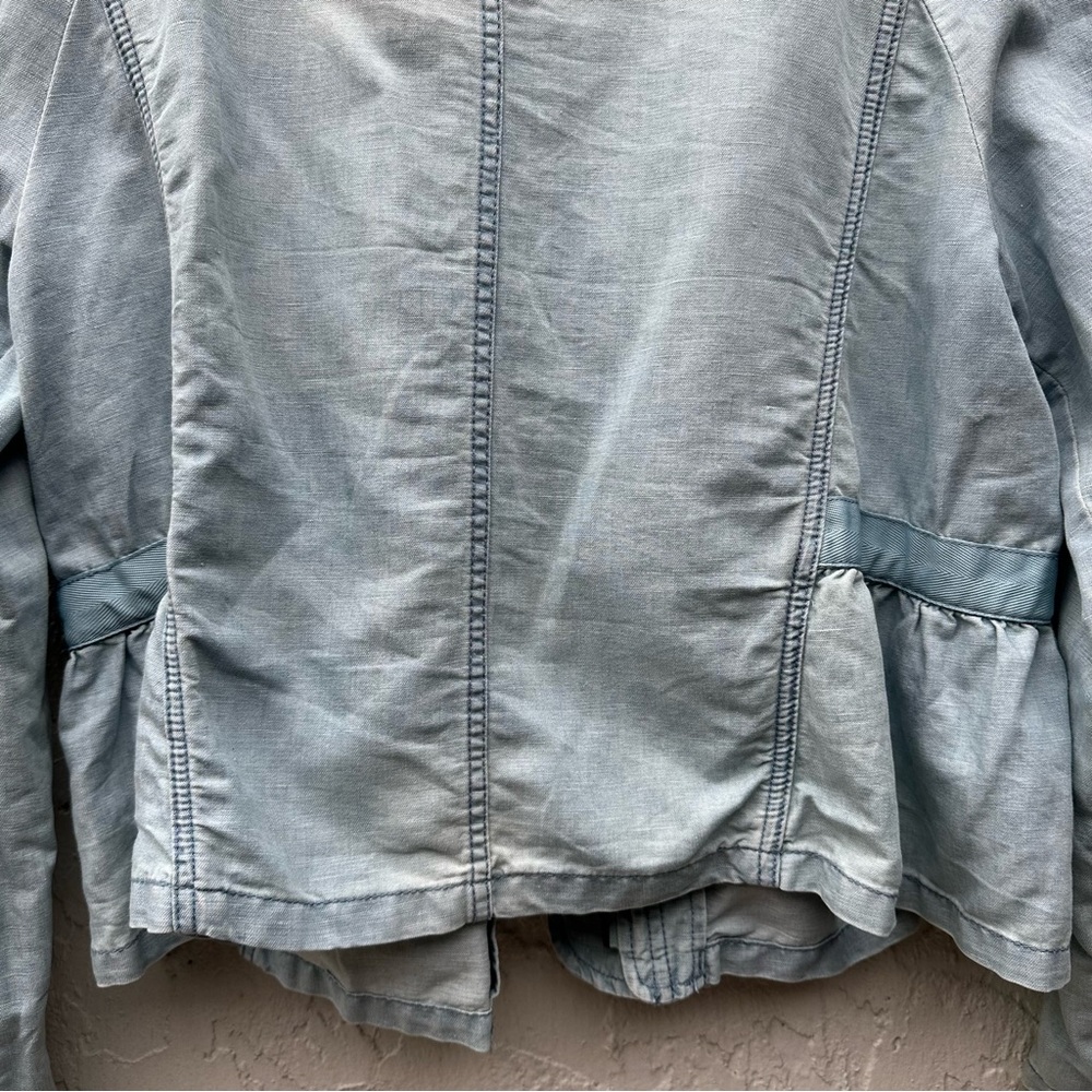FREE PEOPLE Jacket Women Medium Denim Jean Chambray Embroidered Boho - Picture 10 of 15